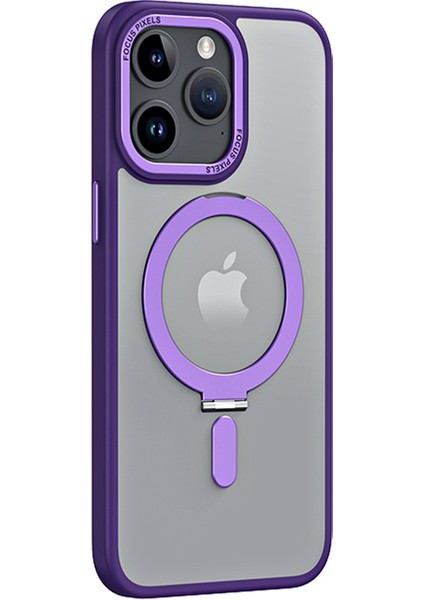 iPhone 15 Pro Manyetik Kasa, Mat Tpu+Akrilik Yüzük Kickstand Telefon Kapağı (Yurt Dışından)