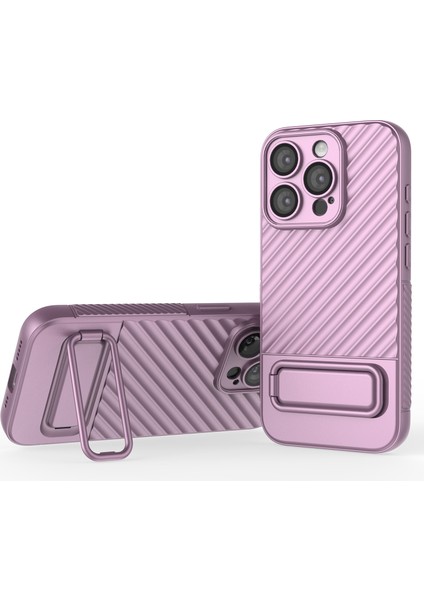 iPhone 15 Pro Kickstand Slim Fit Telefon Kapağı Cilt Touch Şok Geçirmez Yumuşak Tpu Kılıfı (Yurt Dışından)