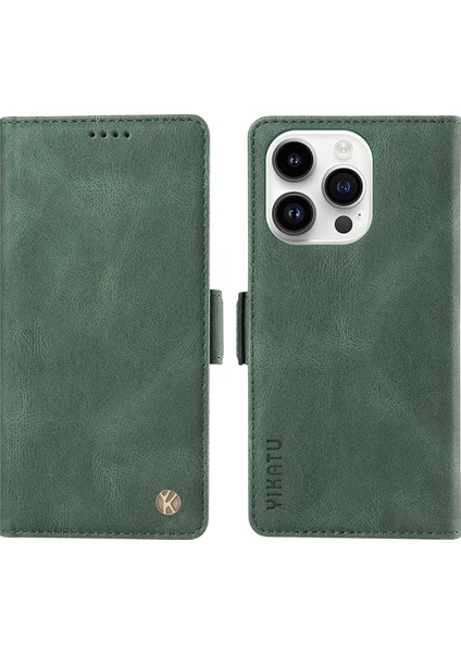 iPhone 15 Pro Cep Telefonu Kılıfı, Pu Deri Kabuk Manyetik Cilt Touch Cüzdan Stand Kapağı (Yurt Dışından)
