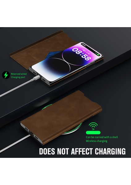 iPhone 15 Pro Max Kart Tutucu Telefon Kılıfı Nappa Doku Pu Deri + Pc Stand Telefon Kapağı (Yurt Dışından)