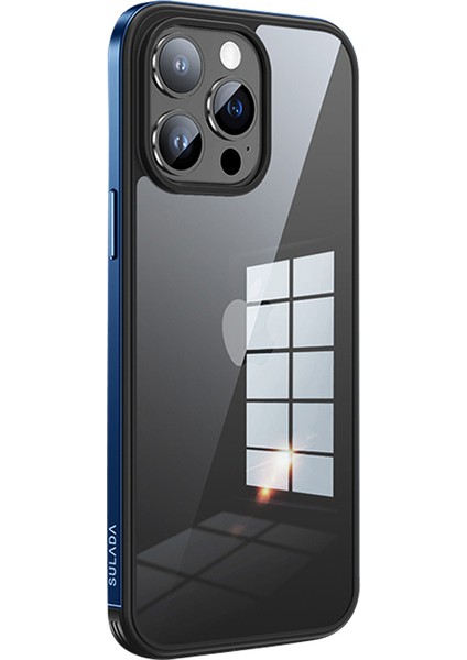 iPhone 15 Pro Tpu+Temsilled Cam Telefon Kapağı Metal Çerçeve Elektrokloks Anti-Slatch Kılıfı (Yurt Dışından)