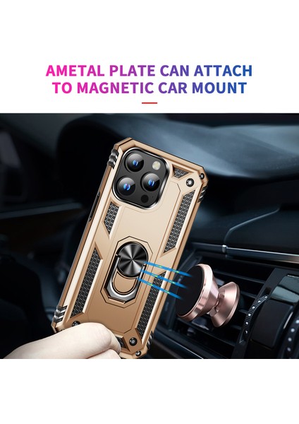 iPhone 15 Pro Max Telefon Kılıfı Pc+Tpu Kickstand Kapak Dahili Manyetik Tutucu Metal Sayfası (Yurt Dışından) fiyatları