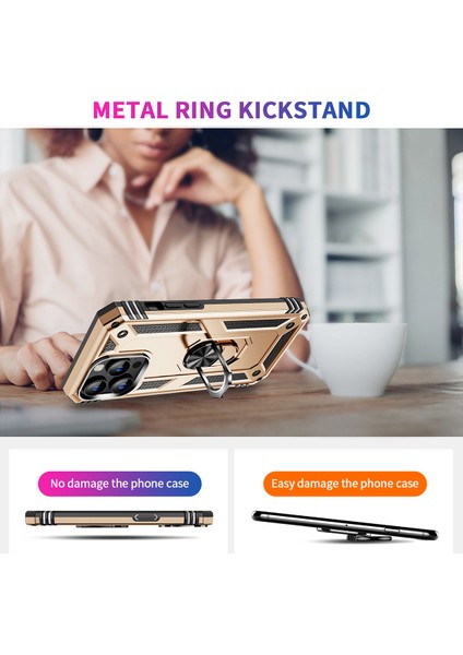 iPhone 15 Pro Max Telefon Kılıfı Pc+Tpu Kickstand Kapak Dahili Manyetik Tutucu Metal Sayfası (Yurt Dışından) modelleri