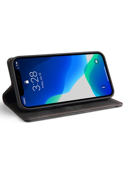iPhone 15 Pro Telefon Kılıfı Rfıd Engelleme Cilt Touch Hissedme Kapak Pu Deri Stand Cüzdan (Yurt Dışından)