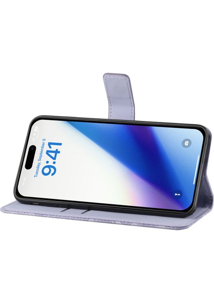 iPhone 15 Pro Folio Flip Stand Telefon Kapağı Deri Cüzdan Kılıfı (Yurt Dışından)