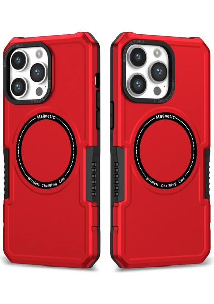 iPhone 15 Pro Max Pc+Tpu Sağlam Şok Geçirmez Kılıf Manyetik Telefon Kapağı Magsafe ile Uyumlu (Yurt Dışından)