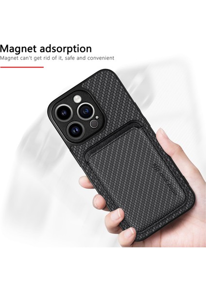 iPhone 15 Pro Max Mahkişik Kart Tutucu Karbon Fiber Deri+Pc+Tpu Kasası (Yurt Dışından) indirimleri
