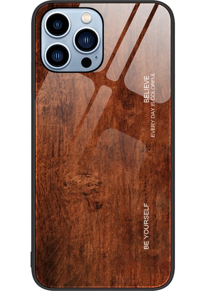 iPhone 15 Pro Ahşap Tahıl Desenli Temperli Cam + Tpu Kapak Çizilmez Telefon Kılıfı (Yurt Dışından)