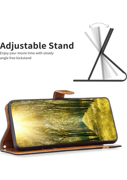 iPhone 15 Pro Pu Deri + Tpu Telefon Kılıfı Kot Kumaş Ekleme Cüzdan Standı Çizilmez Kapak (Yurt Dışından)