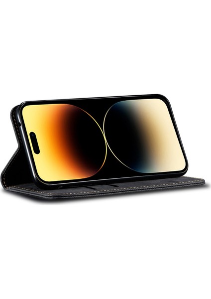 iPhone 15 Pro Max Telefon Kılıfı Pu Deri Kot Ceza Doku Cüzdan Stand Anti-Çizelge Telefon Kapağı (Yurt Dışından) indirimleri
