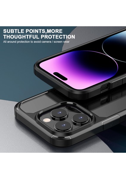 iPhone 15 Pro Max Tpu+Pc Şok Geçirmez Kapak Temizle Arka Cep Telefonu Kılıfı (Yurt Dışından)