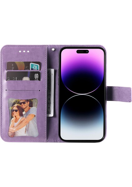 iPhone 15 Pro Max Stand Telefon Kılıf Cüzdan Tpu+Pu Deri Kapak Kabuğu (Yurt Dışından)