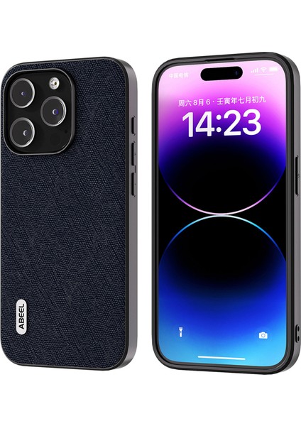 iPhone 15 Pro Max Çapraz Doku Telefon Kılıfı Cowhide Deri Kaplamalı Tpu+Pc Şok Geçirmez Kapak (Yurt Dışından)