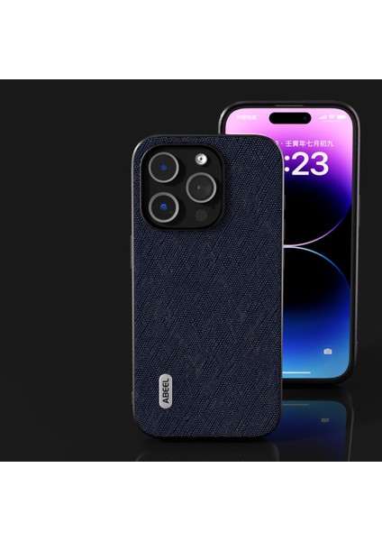 iPhone 15 Pro Max Çapraz Doku Telefon Kılıfı Cowhide Deri Kaplamalı Tpu+Pc Şok Geçirmez Kapak (Yurt Dışından)