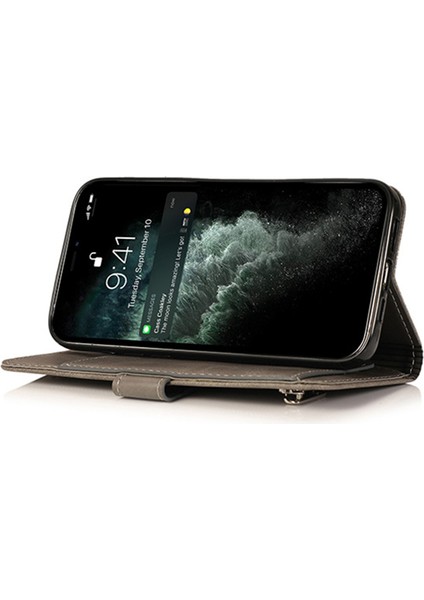 iPhone 15 Pro Max 5 Kart Yuvaları Telefon Deri Kılıf Buzağı Dokusu Fermuar Cüzdan Stand Telefon Kapağı (Yurt Dışından) modelleri