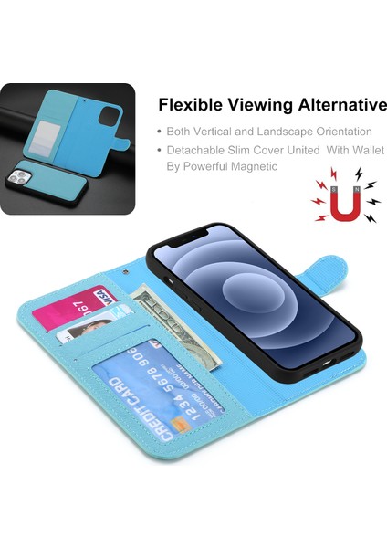 iPhone 15 Pro Max Söndürülebilir Pu Deri Kılıf Stand Cüzdan Çapraz Doku Telefon Kapağı (Yurt Dışından)