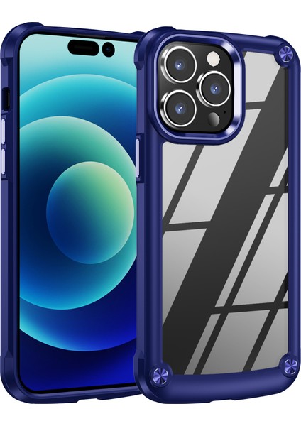 iPhone 15 Pro Max Pc+Tpu Telefon Kılıfı Düşmeyi Önleyici Alaşım Lens Çerçevesi Koruyucu Telefon Kapağı (Yurt Dışından)