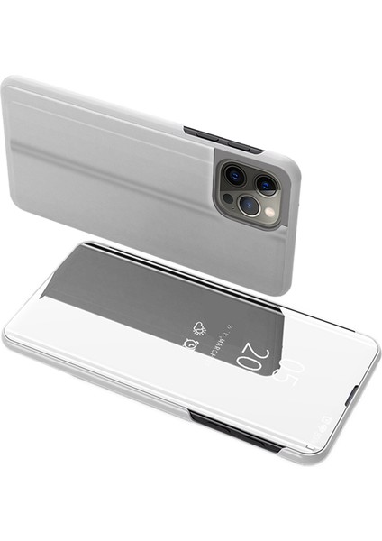 iPhone 15 Pro Max Pencere Elektruman Telefon Kılıfı Ayna Yüzey Deri Stand Kapağı (Yurt Dışından)
