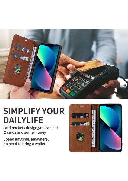iPhone 15 Pro Max Bileklik Pu Deri Kılıf, Cüzdan Standı Anti-Drop Telefon Kapağı (Yurt Dışından)