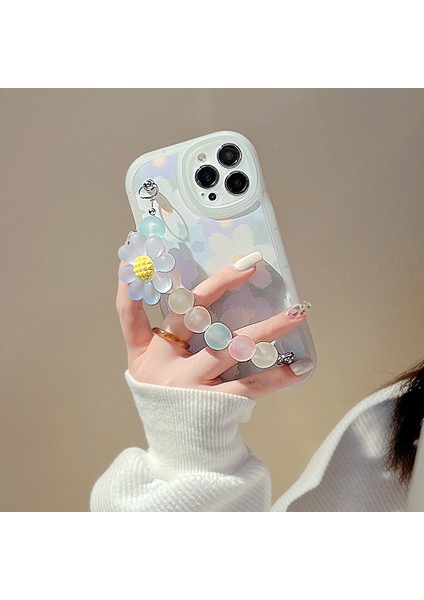 iPhone 12/12 Pro Çiçek Deseni Telefon Kılıfı Boncuk Zinciri ile Esnek Tpu Cep Telefonu Kapağı (Yurt Dışından)