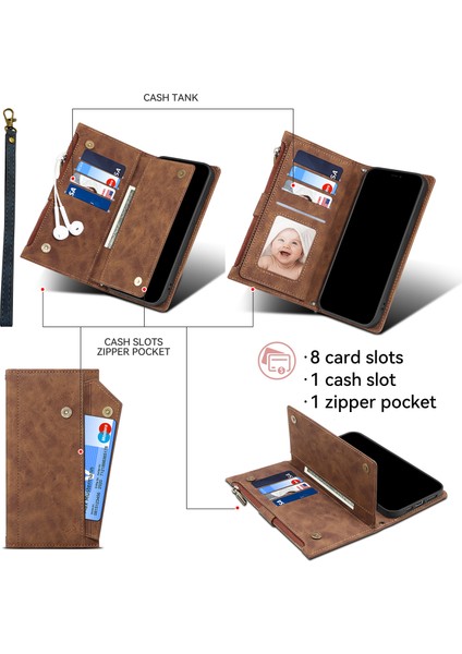 iPhone 15 Plus Cüzdan Deri Kılıfı, Zipper Cep Rfıd Engelleyen Telefon Stand Kapağı (Yurt Dışından) indirimleri