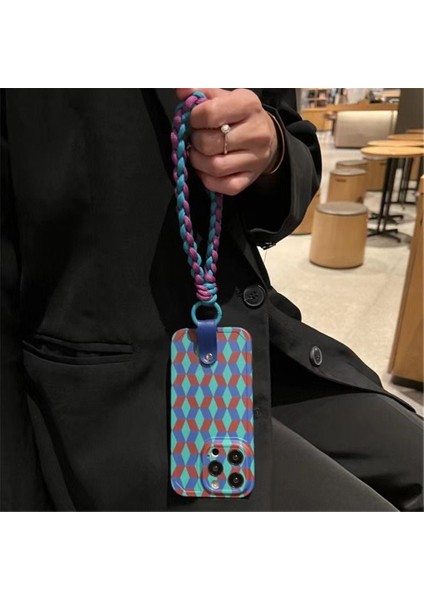 iPhone 12 Pro Telefon Kapağı Ekleme Rhombus Patern Esnek Tpu Telefon Kılıfı Kayış (Yurt Dışından)