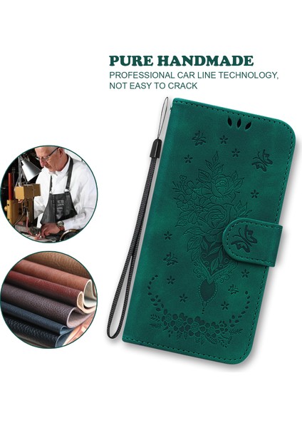 iPhone 15 Plus Stand Cüzdan Telefon Kılıfı, Gül Telefon Deri Kapağı (Yurt Dışından)
