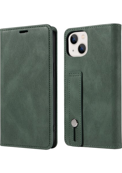 iPhone 15 Plus Cüzdan Telefon Kasası Bilekliği Tasarımı Pu Deri Standı Telefon Kapağı (Yurt Dışından)