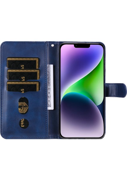 iPhone 15 Plus Cüzdan Katlanabilir Stand Kapağı Çizilmez Buzağı Dokulu Telefon Kılıfı Fermuarlı Cep Telefonu Kabuğu (Yurt Dışından) modelleri
