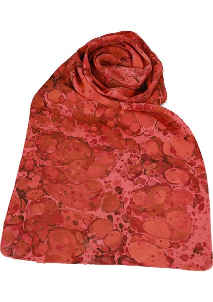 EL İŞÇİLİĞİ KADIN RENKLİ EBRU FULAR 167*33 cm - F0023