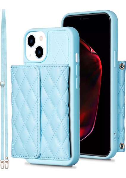 iPhone 15 Plus Kart Yuvaları Telefon Kasası Önleme Önleme Pu Deri Kaplı Tpu Kickstand Kapak (Yurt Dışından)