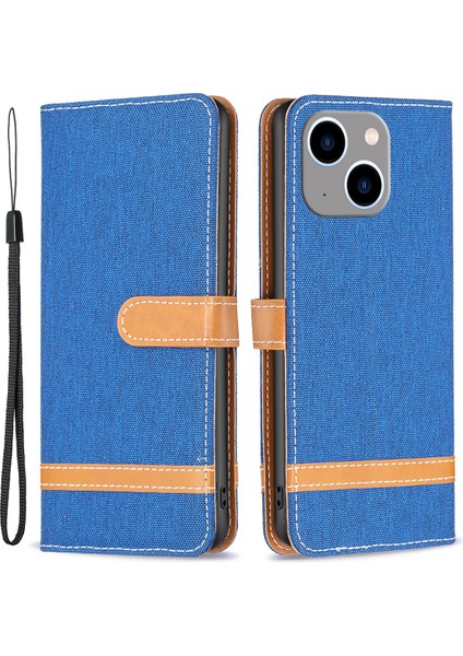 iPhone 15 Plus Deri + Tpu Telefon Kılıfı Kot Cezası Ekleme Cüzdan Stand Anti-Çizelge Kapağı (Yurt Dışından)