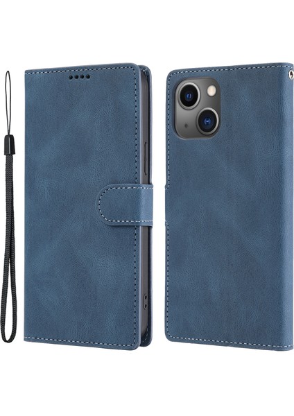 iPhone 15 Plus Slim Fit Cep Telefonu Kılıfı Manyetik Stand Cüzdan Pu Deri Telefon Kapağı Kayışlı (Yurt Dışından)