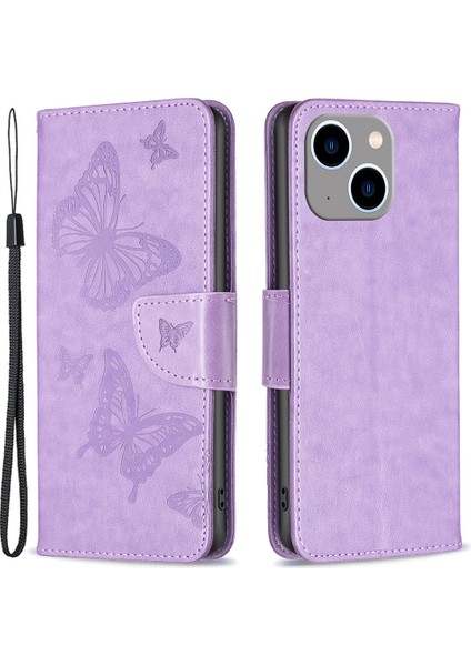 iPhone 15 Plus Anti Dust Stand Cüzdan Telefonu Flip Case Deri Kapak Kayış (Yurt Dışından)