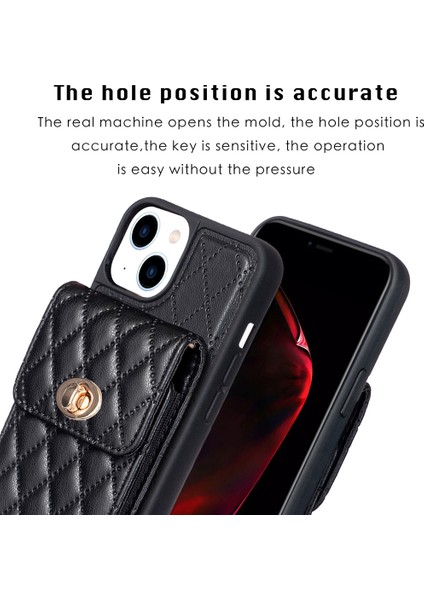 iPhone 15 Plus Pu Deri Kaplamalı Tpu Telefon Kapak Kartı Tutucu Arka Koruma Kılıfı Kayış (Yurt Dışından)