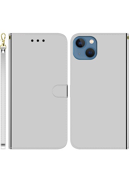 iPhone 15 Pu Deri Cüzdan Için Stand Telefon Kılıfı Ayna Benzeri Yüzey Damla Geçirmez Kapak (Yurt Dışından)