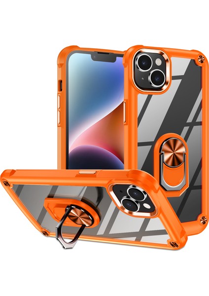 iPhone 15 Plus Ring Kickstand Telefon Kasası Alaşım Lens Çerçevesi Pc + Tpu Koruyucu Kapak (Yurt Dışından)