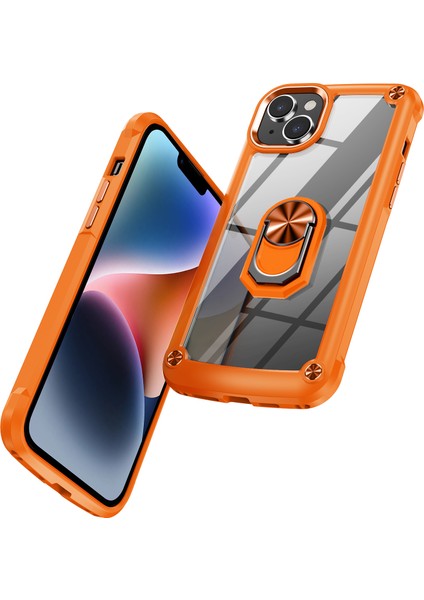 iPhone 15 Plus Ring Kickstand Telefon Kasası Alaşım Lens Çerçevesi Pc + Tpu Koruyucu Kapak (Yurt Dışından)
