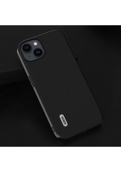 iPhone 15 Plus Cep Telefonu Kasası Dokulu Inek Deri Kaplı Pc+Tpu Arka Kapak (Yurt Dışından)