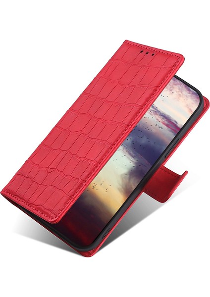 iPhone 15 Plus Şok Geçirmez Cüzdan Cilt Touch Cover Pu Deri Timsah Doku Telefon Kılıfı (Yurt Dışından)