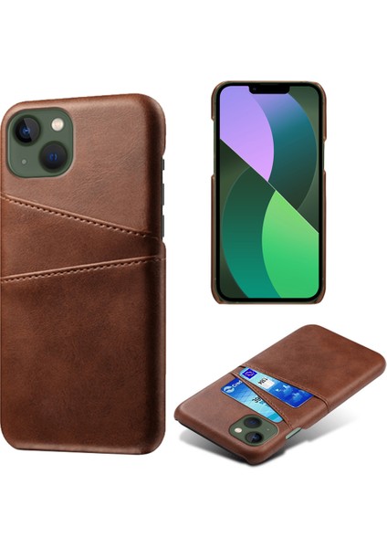 iPhone 15 Çift Kart Yuvalı Telefon Kapağı, Pu Deri Kaplamalı Pc Koruyucu Kılıf (Yurt Dışından)