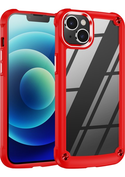 iPhone 15 Plus Çizim Önleyici Pc+Tpu Telefon Kapağı Alaşım Lens Çerçeveli Şok Geçirmez Telefon Kasası (Yurt Dışından)