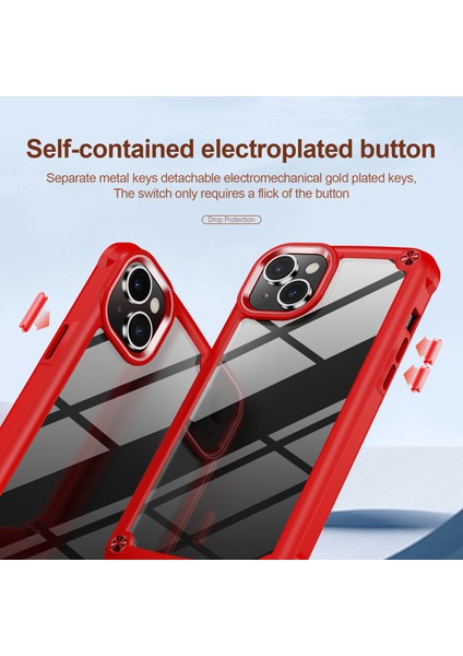 iPhone 15 Plus Çizim Önleyici Pc+Tpu Telefon Kapağı Alaşım Lens Çerçeveli Şok Geçirmez Telefon Kasası (Yurt Dışından)