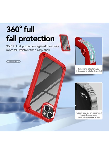 iPhone 15 Plus Çizim Önleyici Pc+Tpu Telefon Kapağı Alaşım Lens Çerçeveli Şok Geçirmez Telefon Kasası (Yurt Dışından)