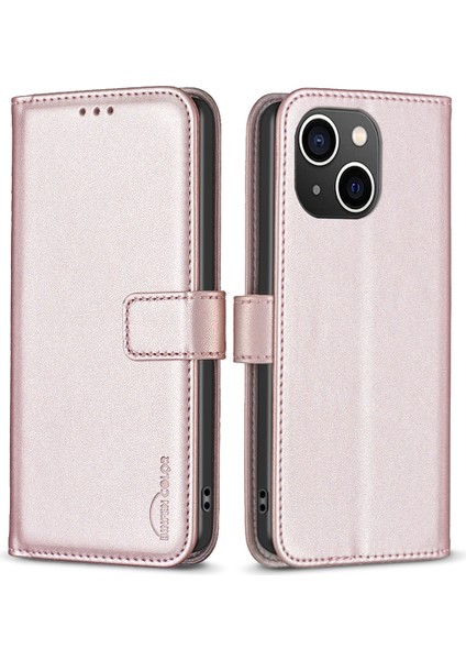 iPhone 15 Plus Tpu+Pu Deri Telefon Kapağı Stand Tasarım Cüzdan Kılıfı (Yurt Dışından)