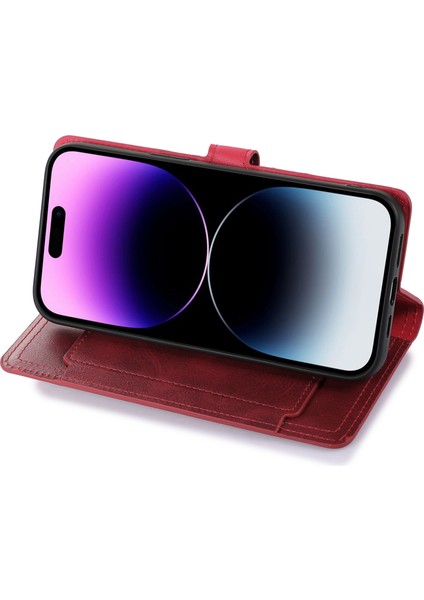 iPhone 15 Plus Slim Fit Pu Deri Kılıf Cüzdan Fermuarı Cep Çevirme Stand Telefon Kapak Kabuğu (Yurt Dışından)