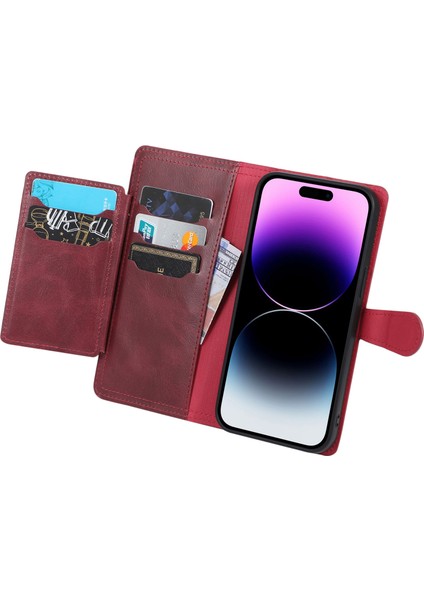 iPhone 15 Plus Slim Fit Pu Deri Kılıf Cüzdan Fermuarı Cep Çevirme Stand Telefon Kapak Kabuğu (Yurt Dışından) modelleri
