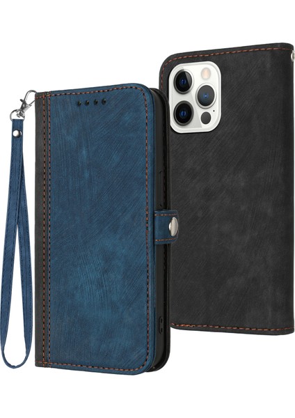 iPhone 15 Pro Dual Manyetik Tokalı Pu Deri Kılıf Stand Cüzdan Telefon Kapağı Kayış (Yurt Dışından)