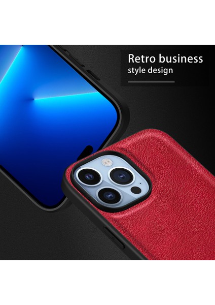 iPhone 15 Pro Damla Geçirmez Telefon Kasası Retro Pu Deri Kaplamalı Tpu+Pc Arka Kapak (Yurt Dışından)