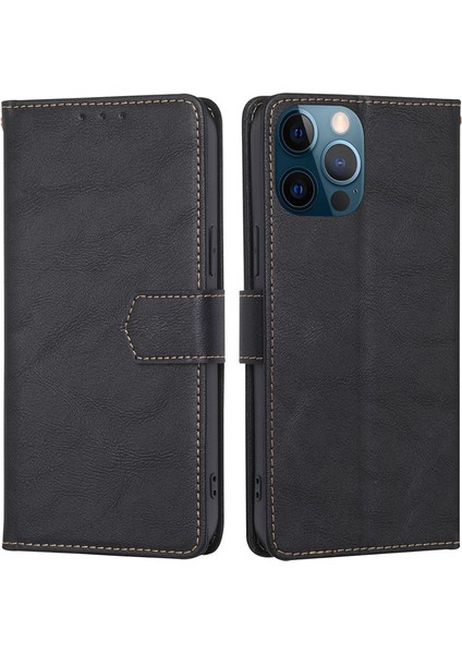 iPhone 15 Pro Magnetic Toka Folio Flip Pu Deri Cüzdan Kılıf Cep Telefonu Katlanabilir Stand Kapağı (Yurt Dışından)